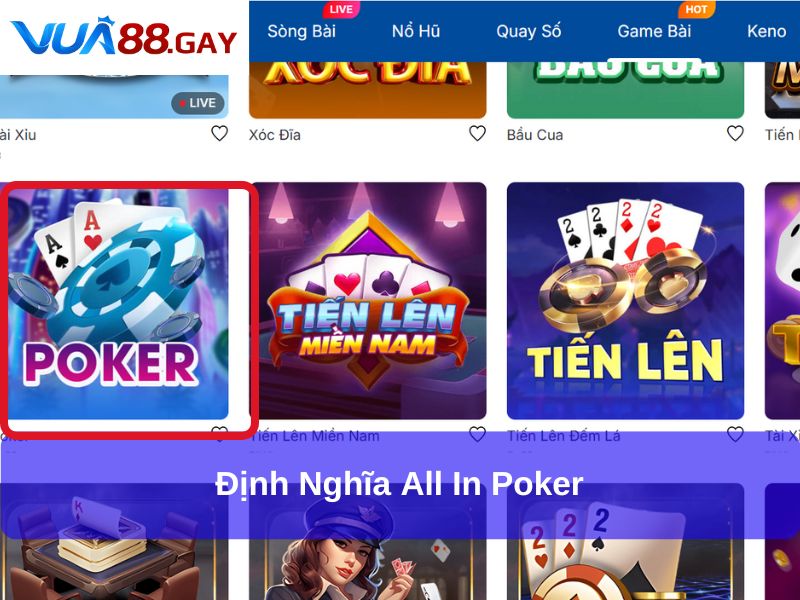 Định nghĩa All In Poker