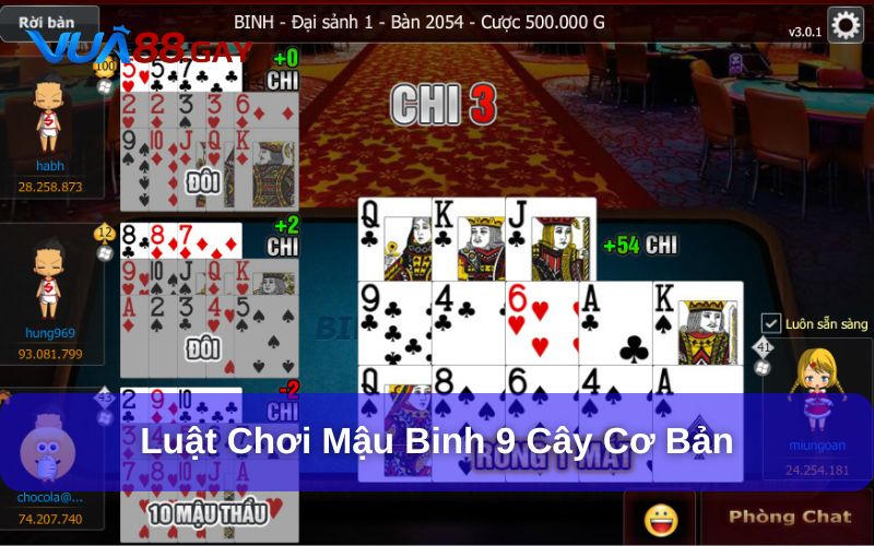 Luật chơi mậu binh 9 cây