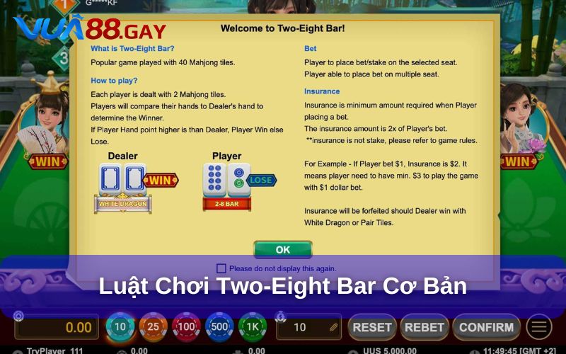 Luật chơi của trò Two-Eight Bar