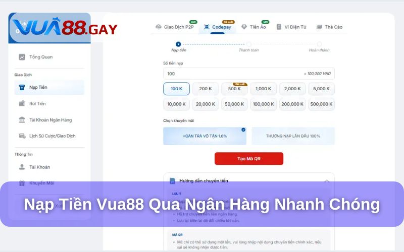 Hướng dẫn nạp tiền qua ngân hàng