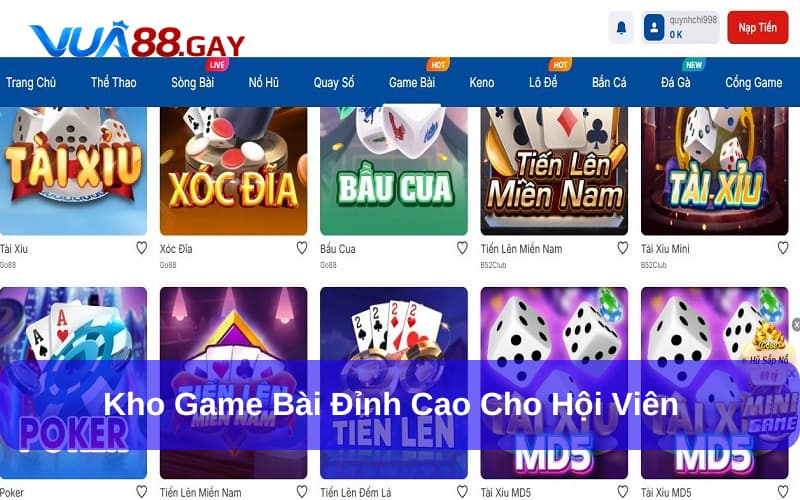 Game bài thách thức các tay chơi