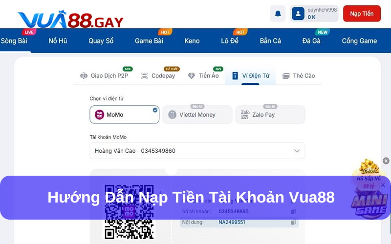 Nạp tiền Vua88 siêu tốc